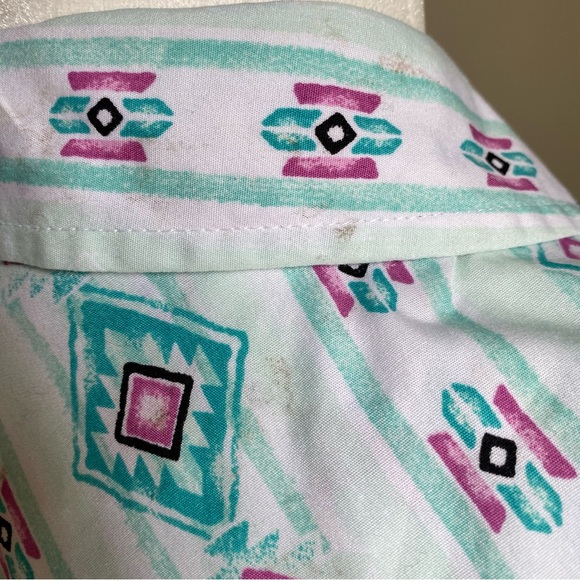Wrangler Retro Western Curved Yoke Turquoise Snap Down Shirt - Picture 16 of 16